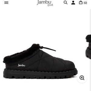 Jambu Black Quilted Fur-Lined Mules
